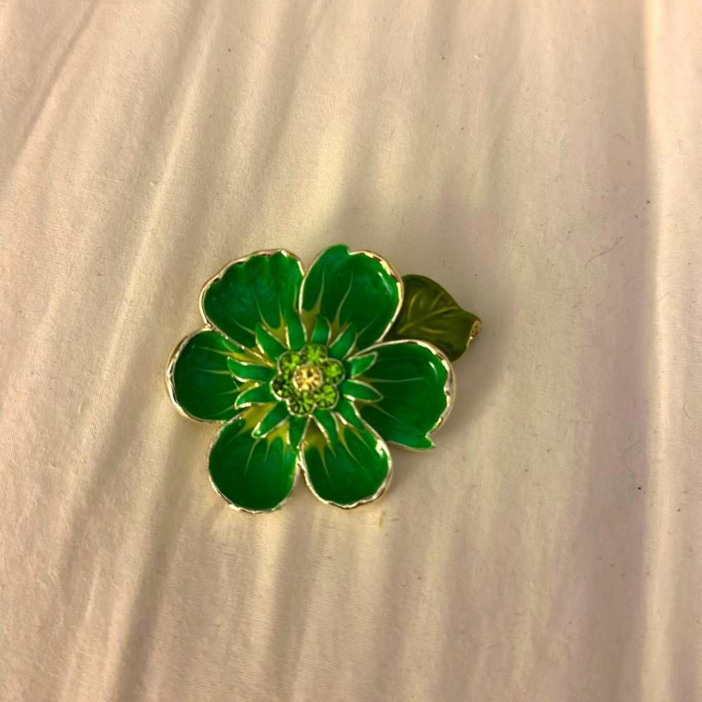 1950s Vintage Flower Brooch Pin Bloom Layered Spring Green